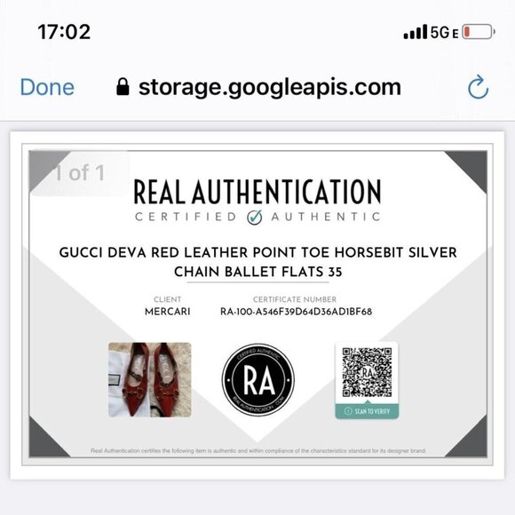 GUCCI Deva Red Lamb Leather Point Toe Horsebit Silver Chain Ballet Flats 35 - Picture 12 of 12